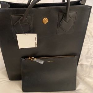 ANNE KLEIN "Sandra" Shopper Tall Taupe Tote Bag with Shoulder Straps